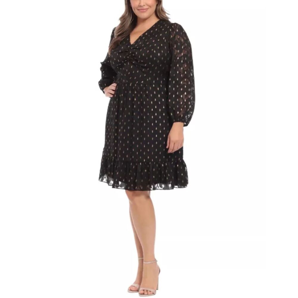 Maggy London Women's T6467P-ST Petite Size 4P Black Fit & Flare Dress NWT